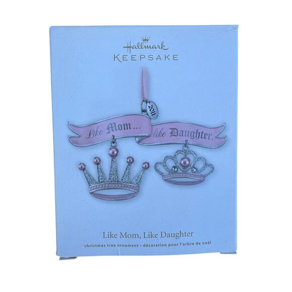 Retired Hallmark Like Mom Like Daughter Ornament – Pink Crowns by Donikowski - Picture 1 of 3